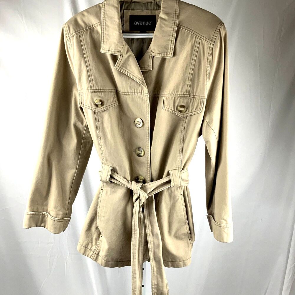 Avenue 3/4 Length Trench Coat in Beige/Khaki Size 18/20